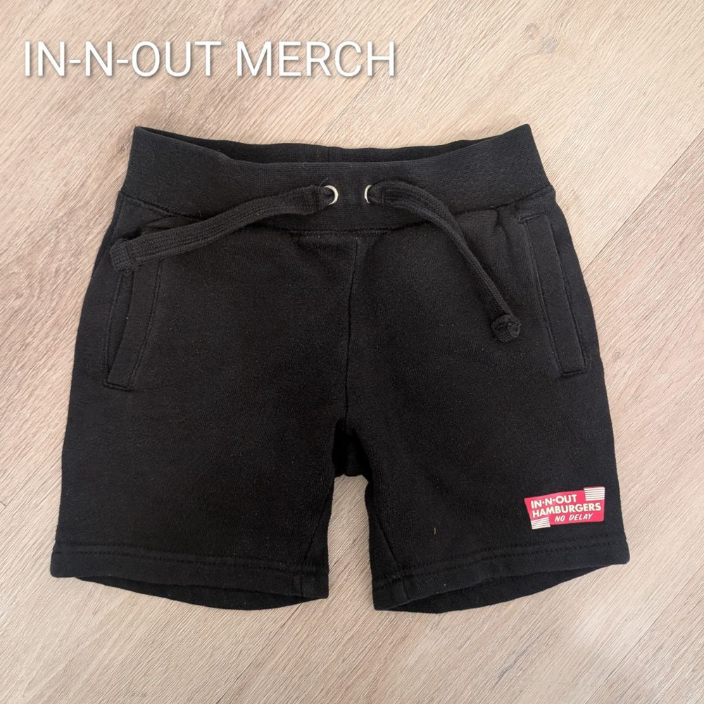 Kid's IN-N-OUT Black 3T Sweat Shorts with Red Logo